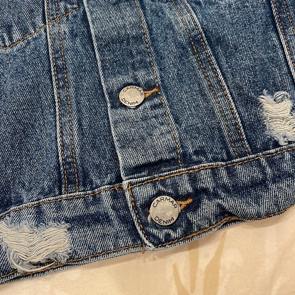 NWT Carmar Claudius Cropped Distressed Denim Jacket - Picture 8 of 8
